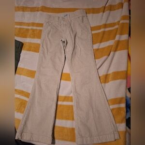Girls Cream Courderoy Flare Pants